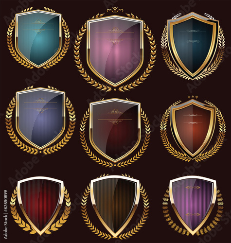 Shields with laurel wreath