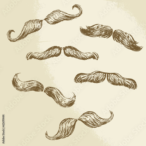 moustaches collection - hand drawn vector illustration
