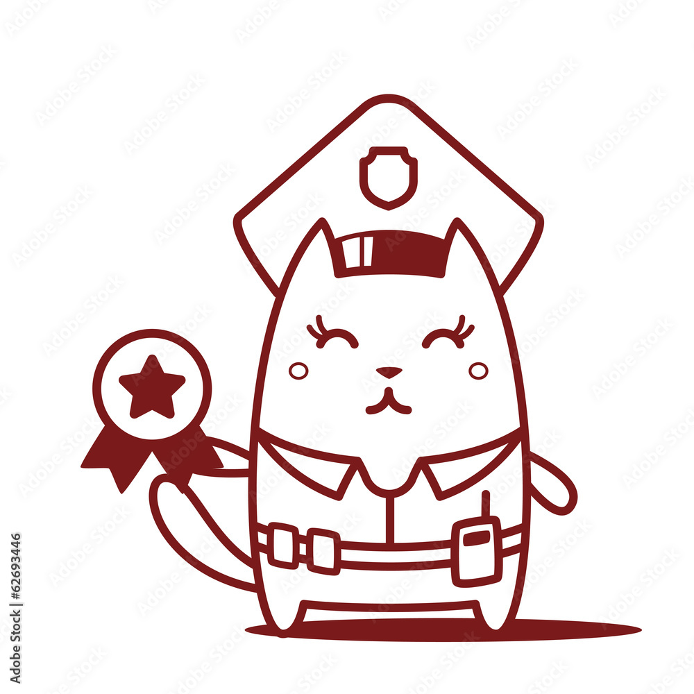 Character police in officer's cap and in the form of police with