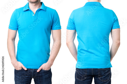 Blue polo shirt on a young man template