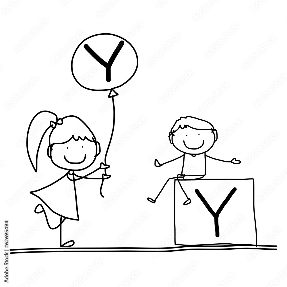 hand drawing cartoon happiness alphabet Y hand drawing cartoon happiness alphabet Y