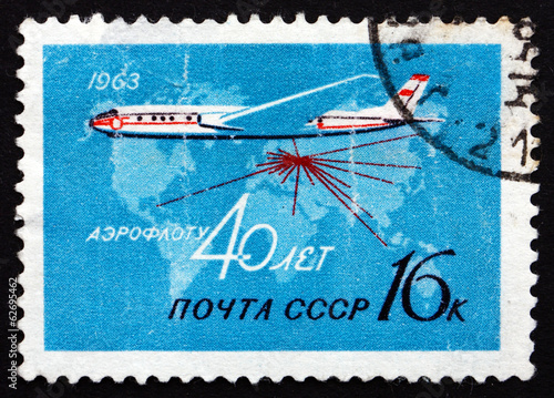 Postage stamp Russia 1963 Passenger Airplane photo