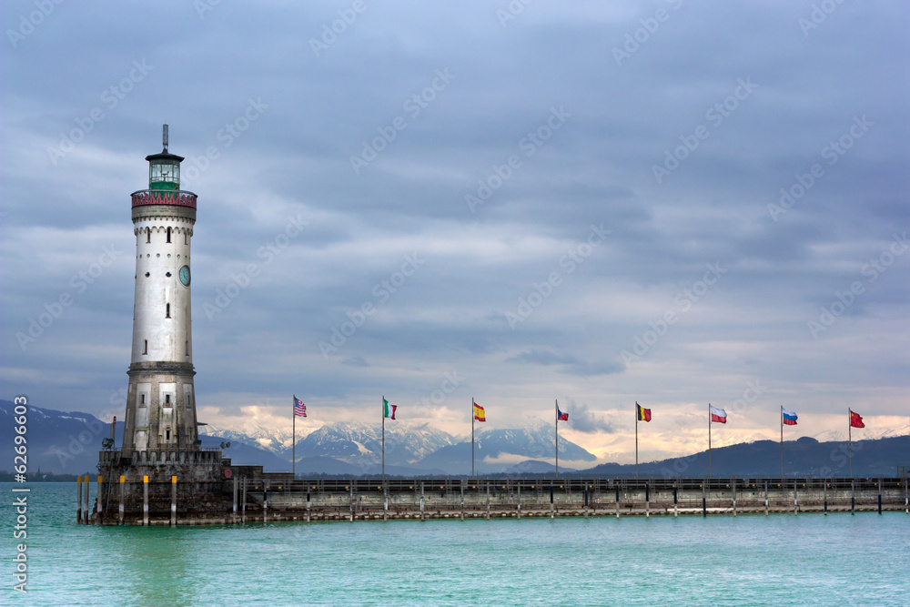 Lighthouse of Lindau at Lake Constance (Bodensee), Germany