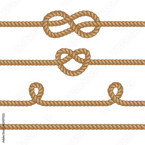 Set of ropes with knots.