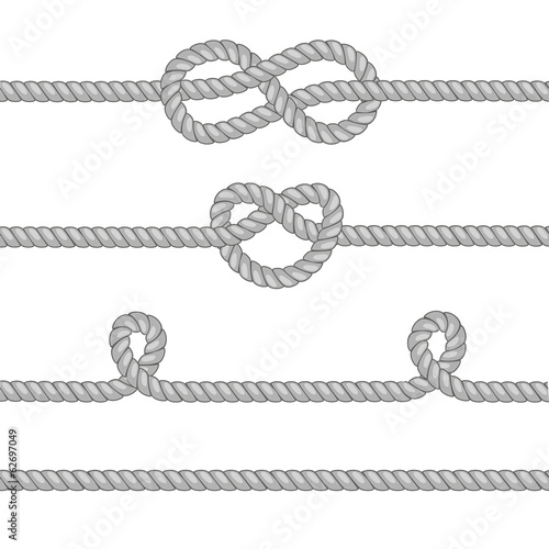 Set of ropes with knots.