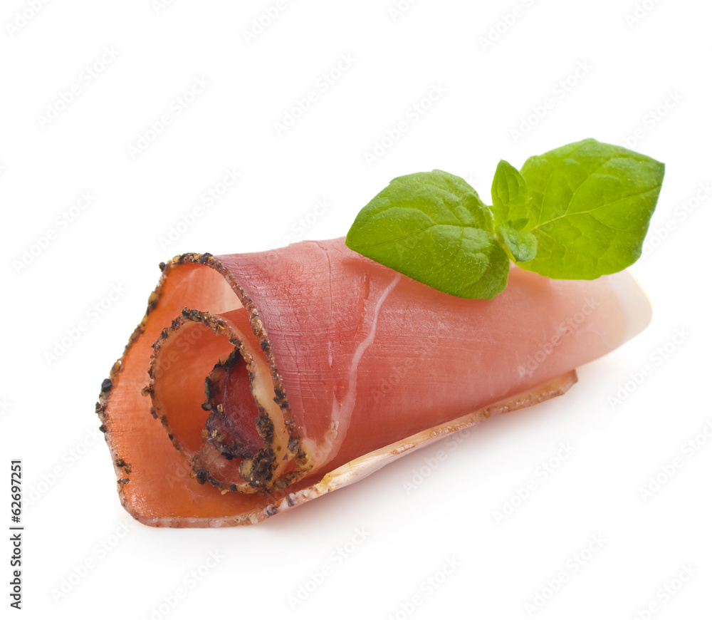 Rolled slices of ham