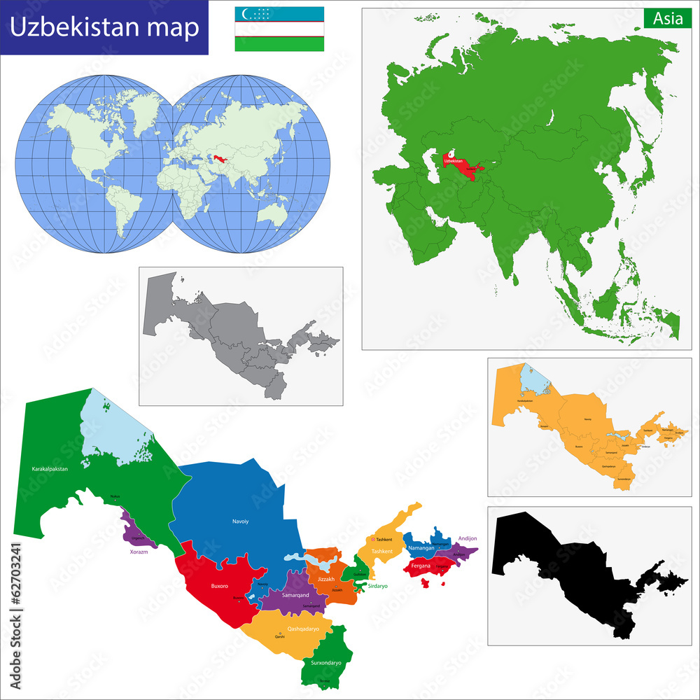 Fototapeta premium Uzbekistan map