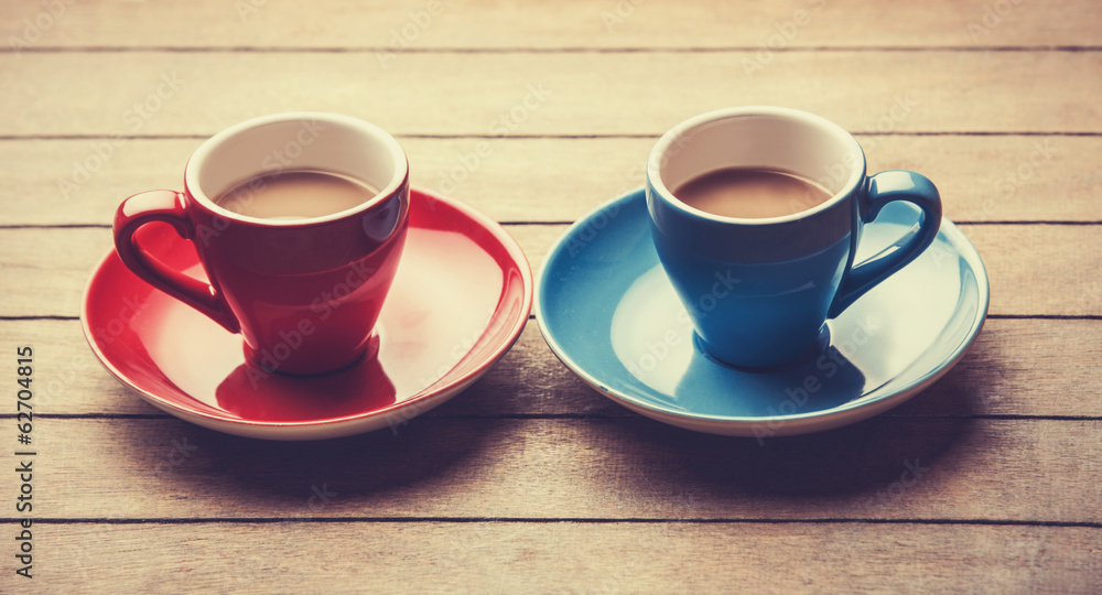 Obraz premium Two cups of the coffee.