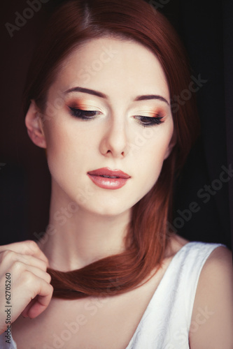 Portrait of a young women with makeup.