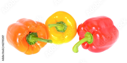 Colored Fresh Sweet Pepper Isolated on White Background