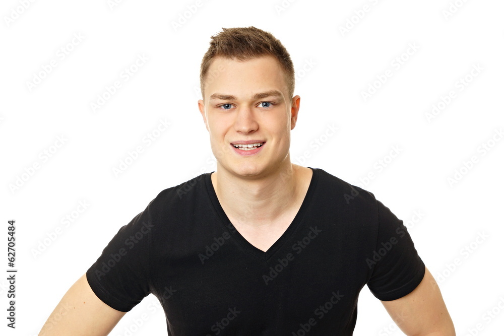 Young smiling man at black shirt Young smiling man at black shirt