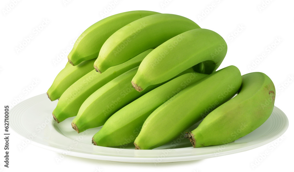 green bananas isolated on white background with clipping path green bananas isolated on white background with clipping path