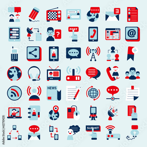 Retro flat communication icons set