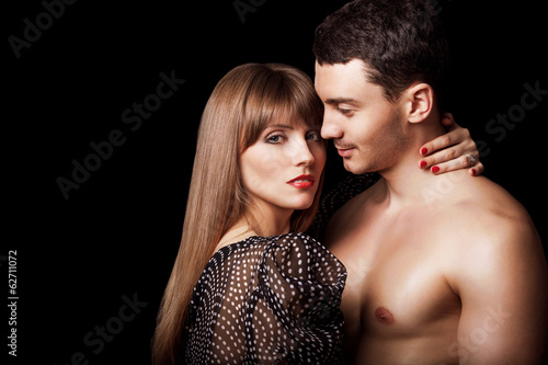 Beautiful sexy intimate couple hug each other