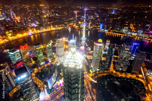 Aerial city night view of shanghai © zhu difeng