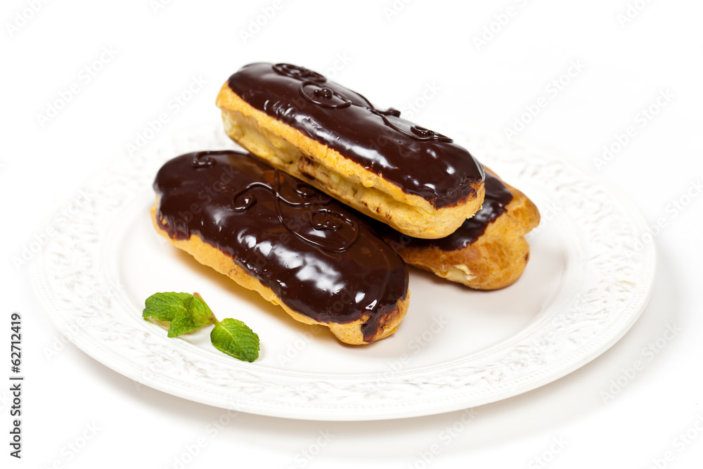 Delicious homemade eclairs with a chocolate Delicious homemade eclairs with a chocolate