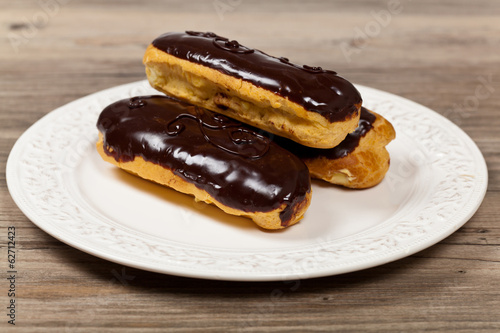 Homemade eclairs with cream