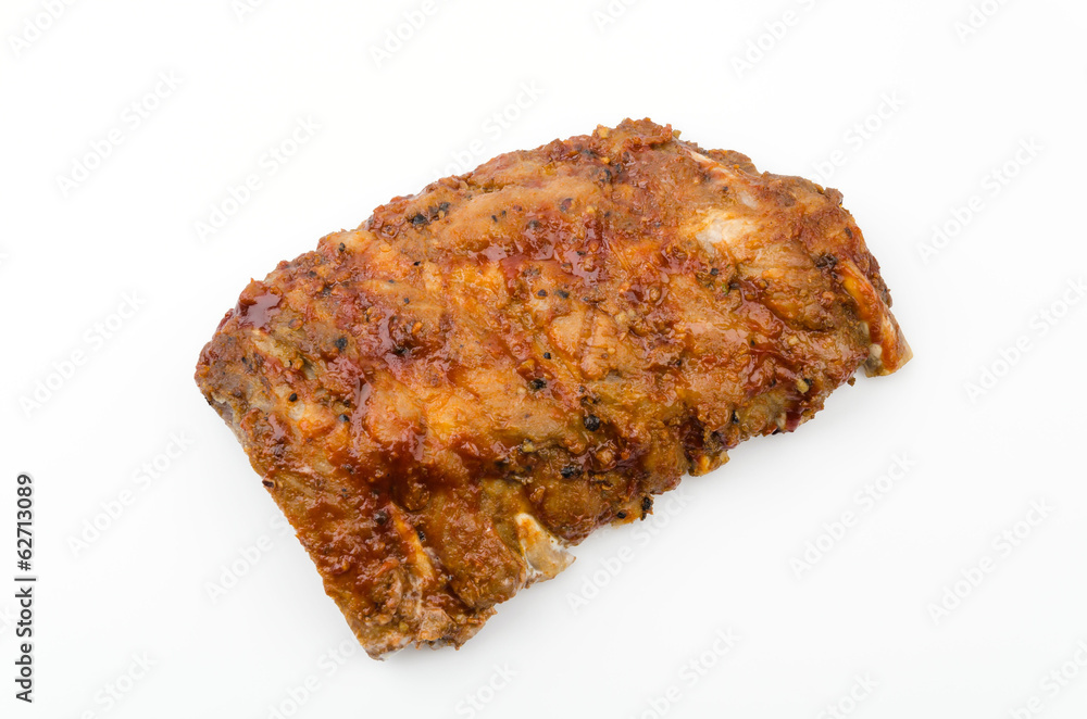 Ribs bbq pork isolated white background