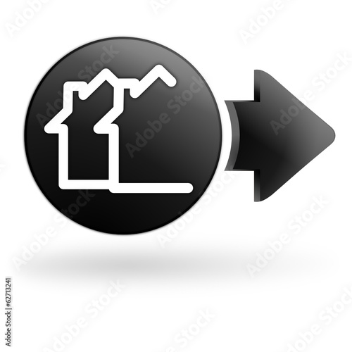 maison sur bouton noir