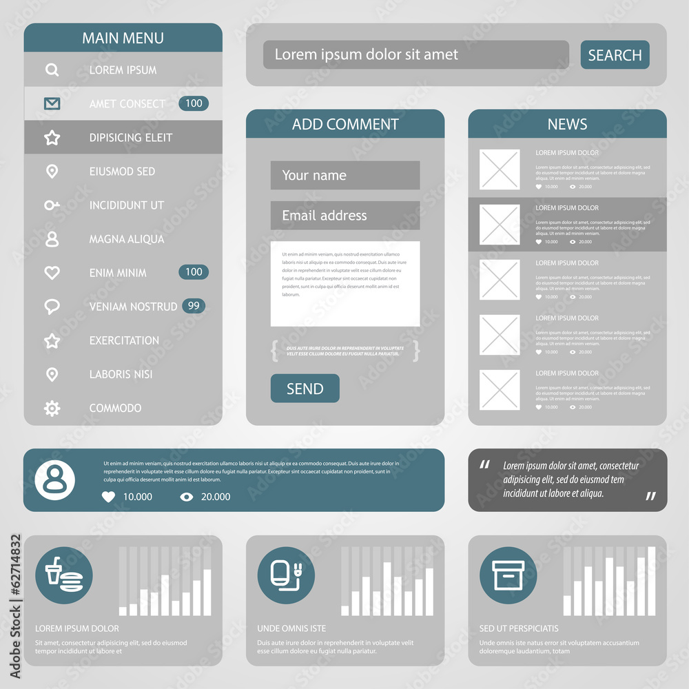 Naklejka premium Flat Mobile UI Design