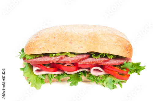 Tomato, salami and pepper sandwich