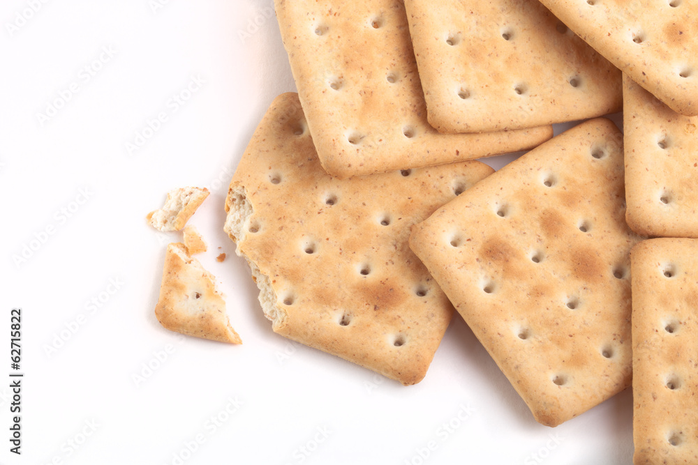 broken biscuits on a white background broken biscuits on a white background