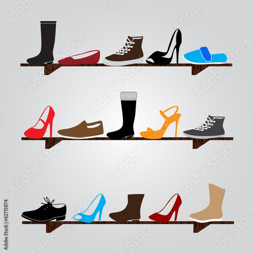 color boots on shelf eps10