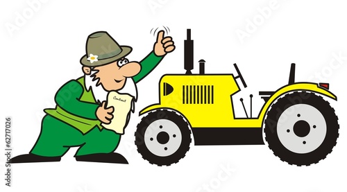Gardener and tractor