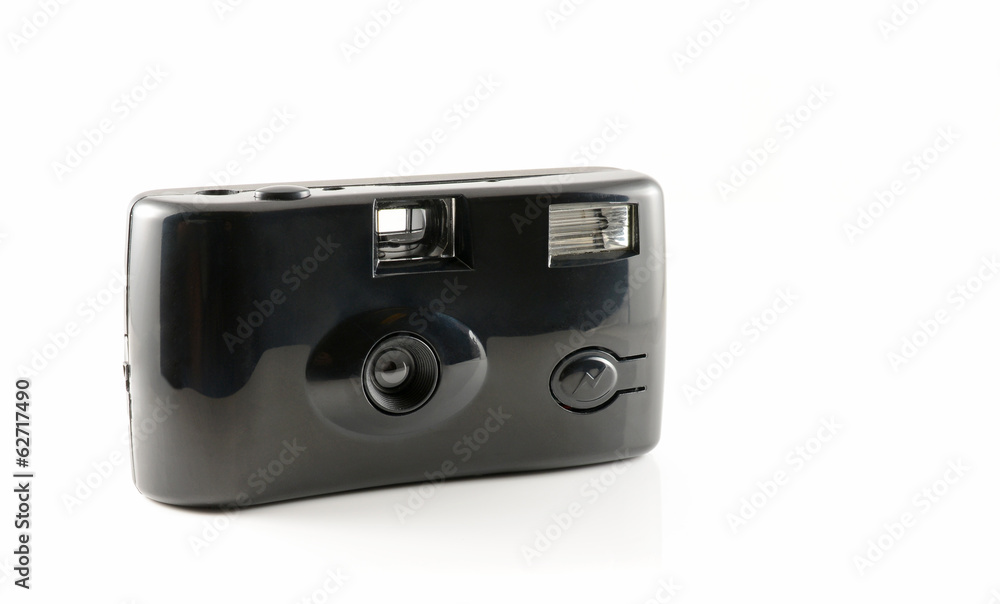 Black disposable camera film isolated on white background Black disposable camera film isolated on white background