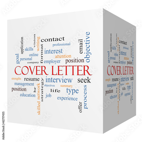 Cover Letter 3D cube Word Cloud Concept