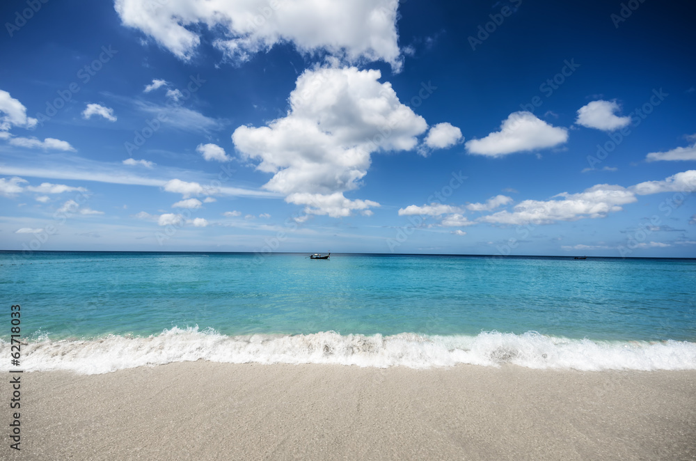 Beautiful tropical beach and blue sky