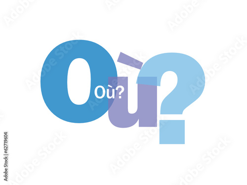 Mosaïque de Lettres "OU?" (plan lieu rendez-vous itinéraire où)