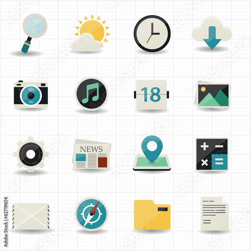 Web internet icons and mobile icons with white background