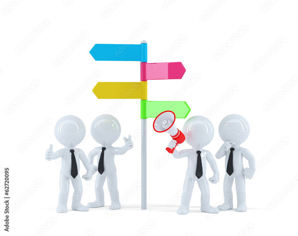 Business team in front of a direction sign. Business concept Business team in front of a direction sign. Business concept
