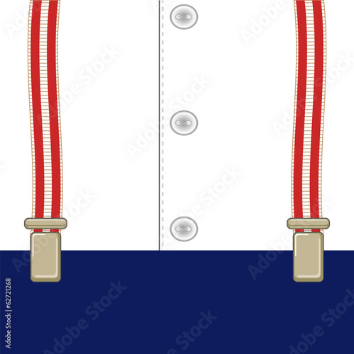 signboard on suspenders for trousers, amid shirt with buttons?