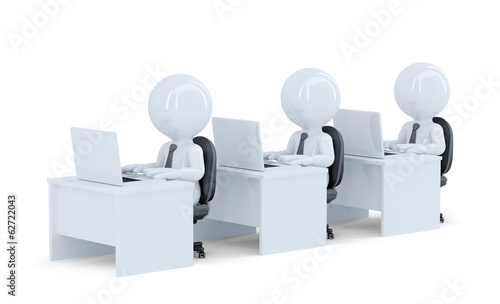 Office workers. Isolated. Contains clipping path
