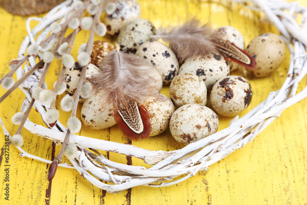 Beautiful Easter composition on wooden table Beautiful Easter composition on wooden table