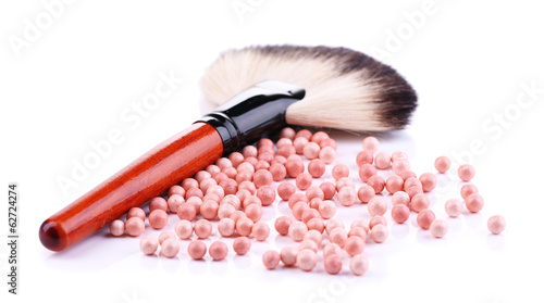 Fototapeta Naklejka Na Ścianę i Meble -  Powder balls and brush isolated on white