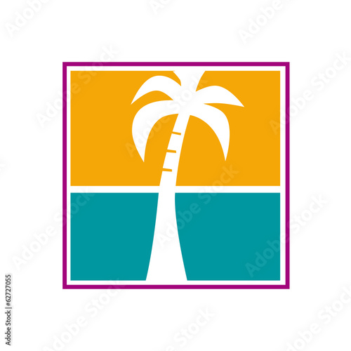 Vector logo palm and sea