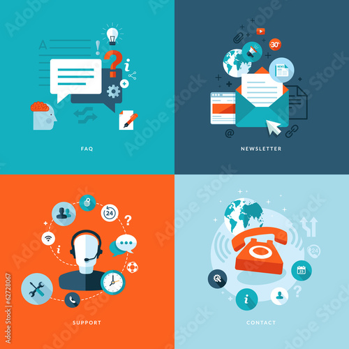 Flat icons for web and mobile phone services and apps