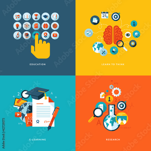 Flat design concept icons for online education
