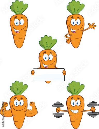 Carrot Cartoon Characters 1. Set Collection