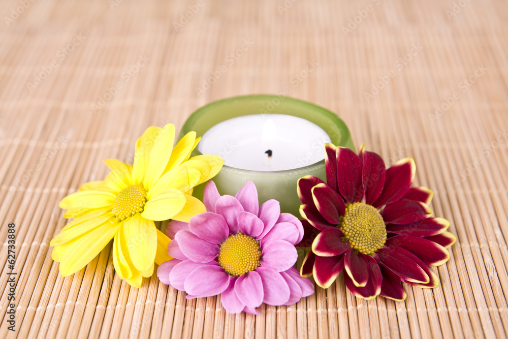 spa motive with flowers and candle spa motive with flowers and candle