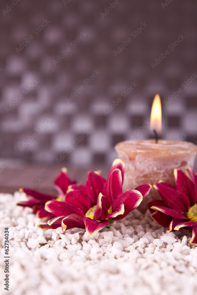 spa motive with flowers and candle