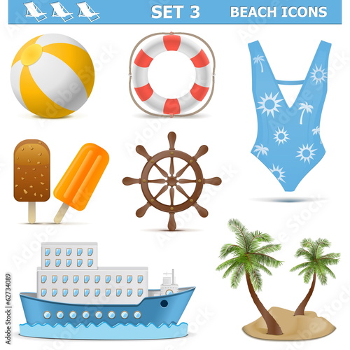 Vector Beach Icons Set 3