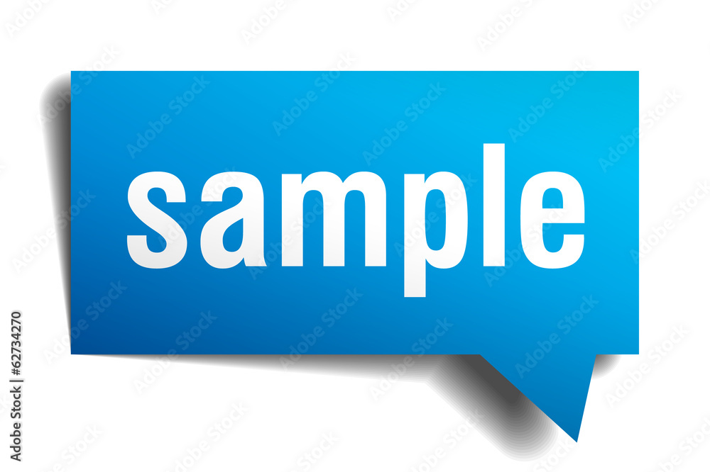 Sample blue 3d realistic paper speech bubble isolated on white Sample blue 3d realistic paper speech bubble isolated on white