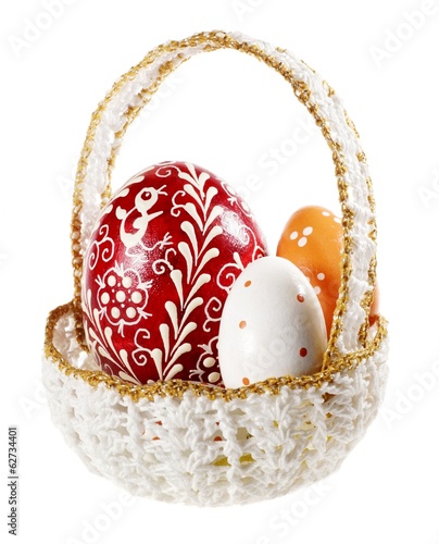 easter eggs in crochet basket
