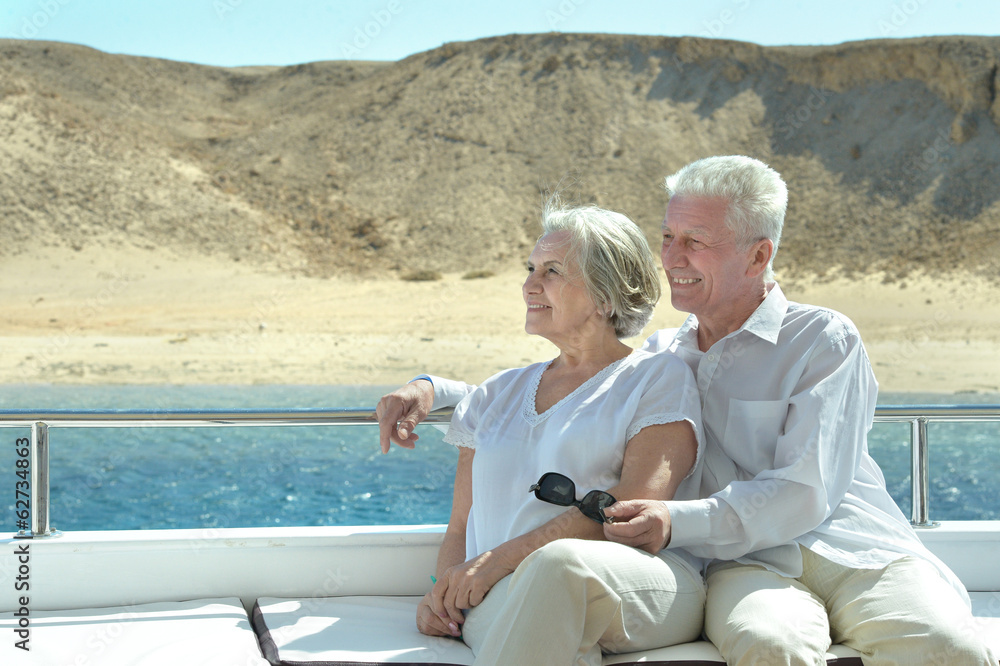 Senior couple having boat ride