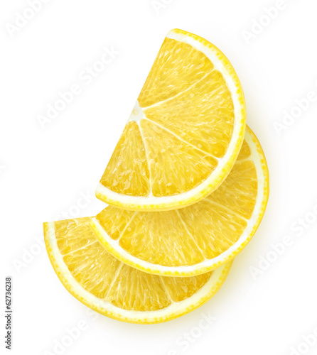 Isolated lemon. Lemon slices isolated on white background