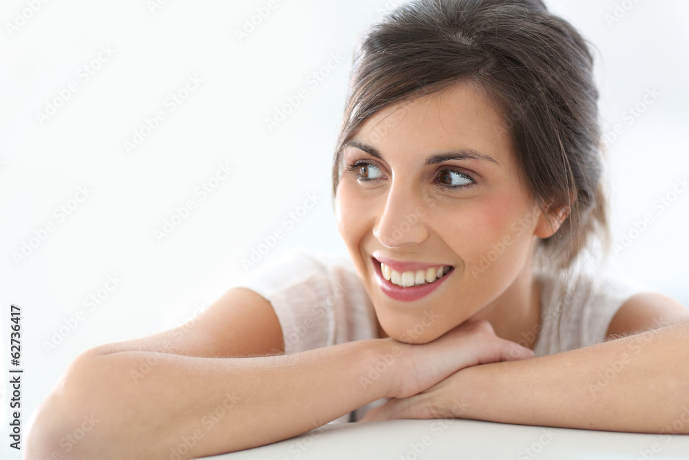 Portrait of smiling young woman, isolated Portrait of smiling young woman, isolated